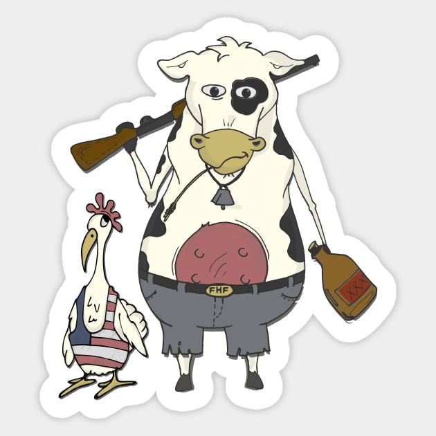 Cow and Chicken do 'merica! Sticker by moose_cooletti